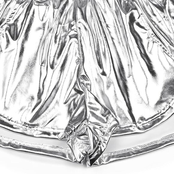Chic Metallic Shorts with Drawstring Waist - Perfect for Festivals & Workouts - Picture 5 of 7